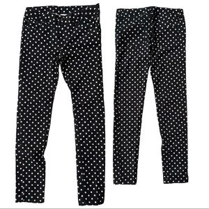 Joe Fresh size 8 black jeans with white polka dots